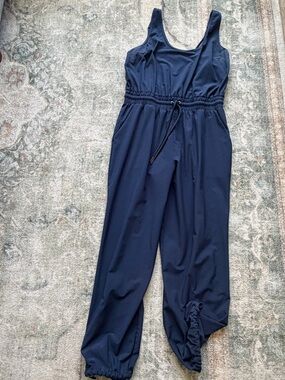 Abercrombie & Fitch Navy Sleeveless Drawstring Waist Travel Jumpsuit